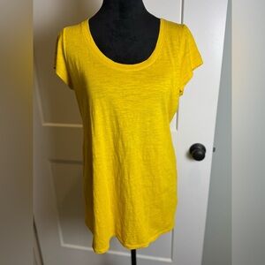 Eileen Fisher scoop neck long tee candle yellow organic cotton sustainable